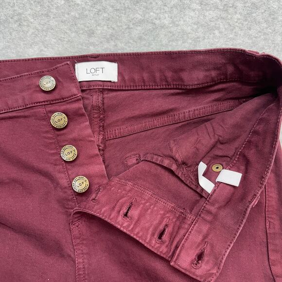Loft Outlet Button-Up Skinny Jeans WMNS 8 Maroon Mid Rise #70273 Denim Cotton - Picture 2 of 10